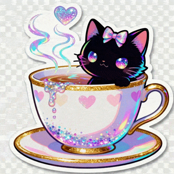 Tea Cup Kitty animated note