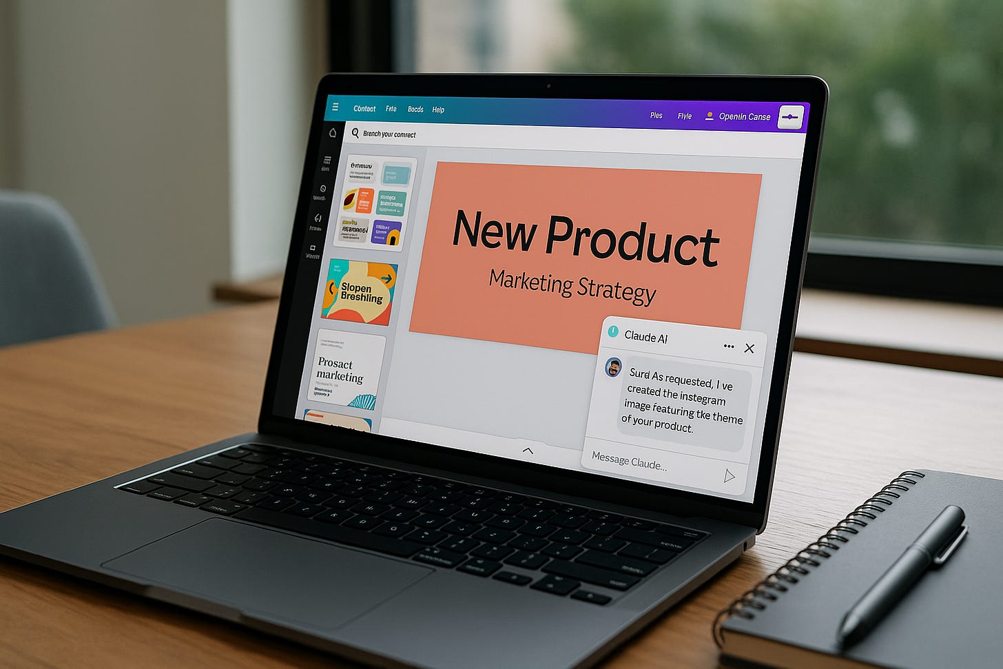 Ilustrație reprezentativă pentru știrea AI: Claude AI devine primul asistent care creează designuri Canva direct din chat
