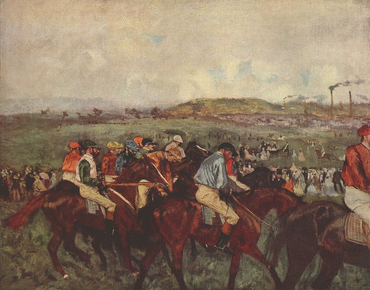 Edgar Degas, Gentlemen's Race, Before the Start, about 1862 Edgar Degas, Gentlemen's Race, Before the Start, about 1862