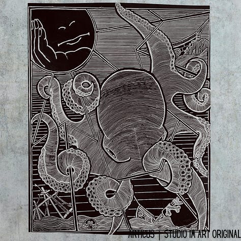 9 images of line art from artist CL Huth, Studio Im Art