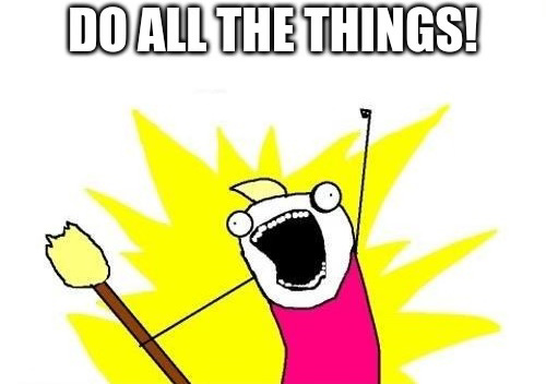 Do all the things meme person with wide mouth and bug eyes arm raised Do all the things meme person with wide mouth and bug eyes arm raised