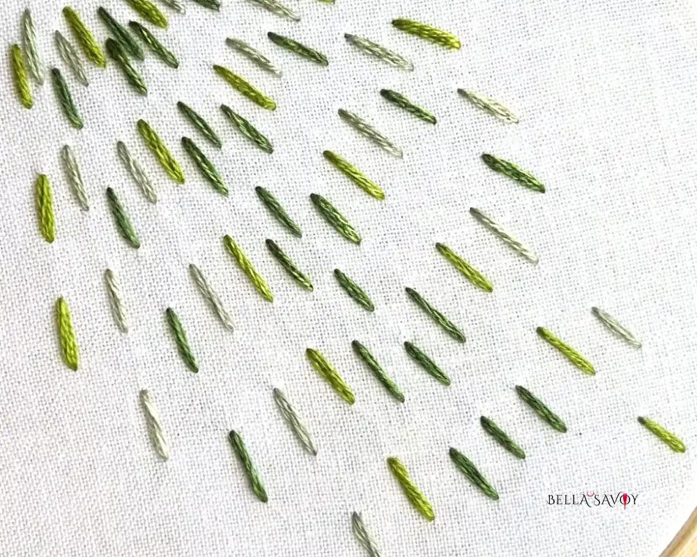 rows of the running stitch to create a ray like effect