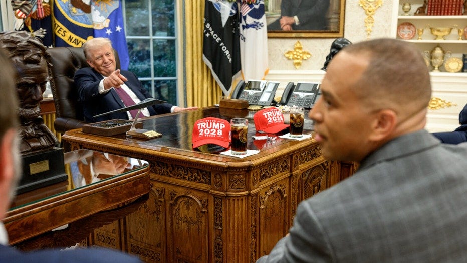 Trump posts photos of 'Trump 2028' hats in Oval Office during shutdown  talks | FOX 5 DC