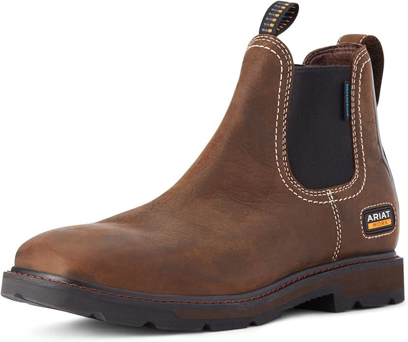 ARIAT Groundbreaker Chelsea Wide Square Toe Waterproof Work Boot