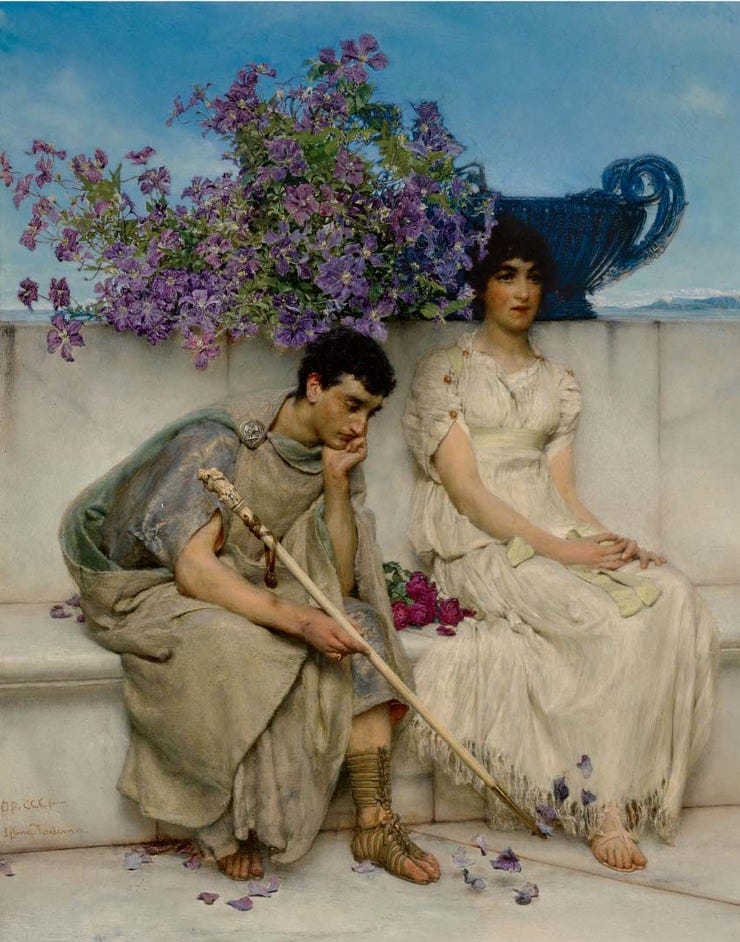 'An eloquent silence' - olieverf op doek: Sir Lawrence Alma-Tadema