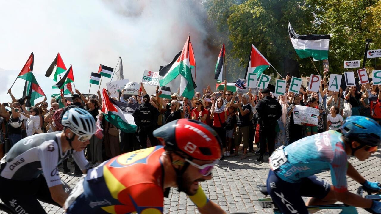 Spain PM 'proud' of pro-Palestinian protests at Vuelta Spain PM 'proud' of pro-Palestinian protests at Vuelta