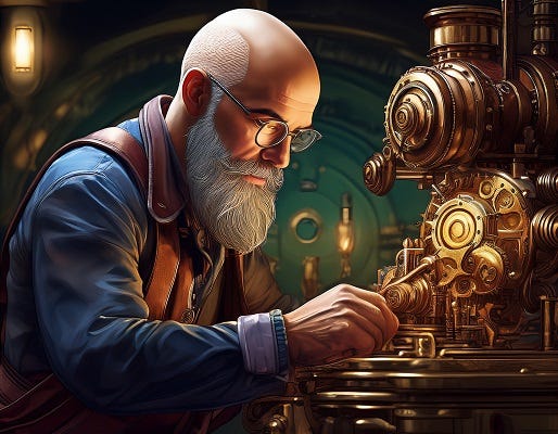 AI-generated image of a mechanic fixing machinery AI-generated image of a mechanic fixing machinery