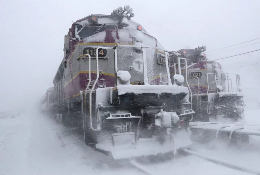 Rockport train in snow Rockport train in snow