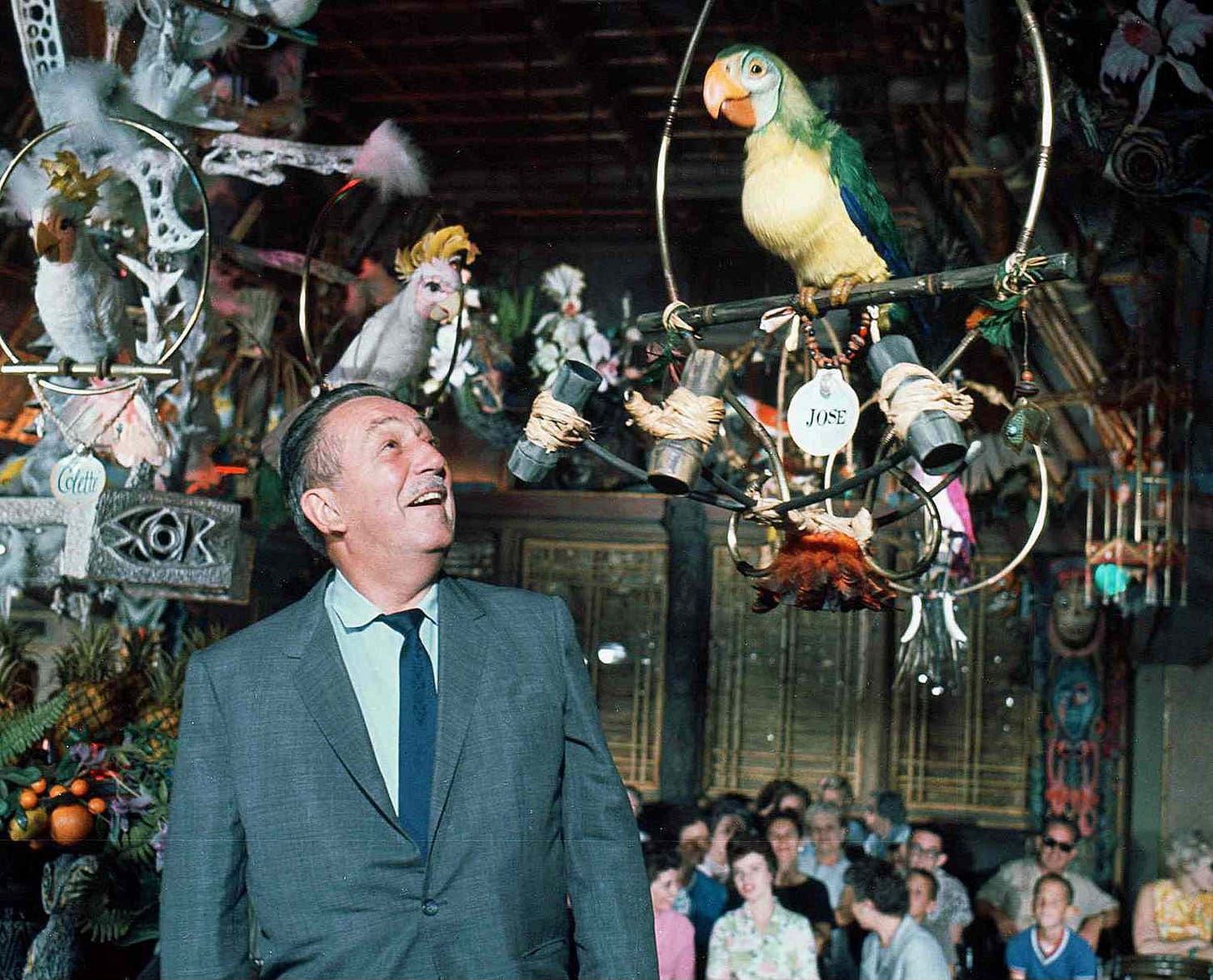 Walt Disney in the Tiki Room at Disneyland Walt Disney in the Tiki Room at Disneyland