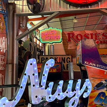 a host of signs from the Valley Relics Museum