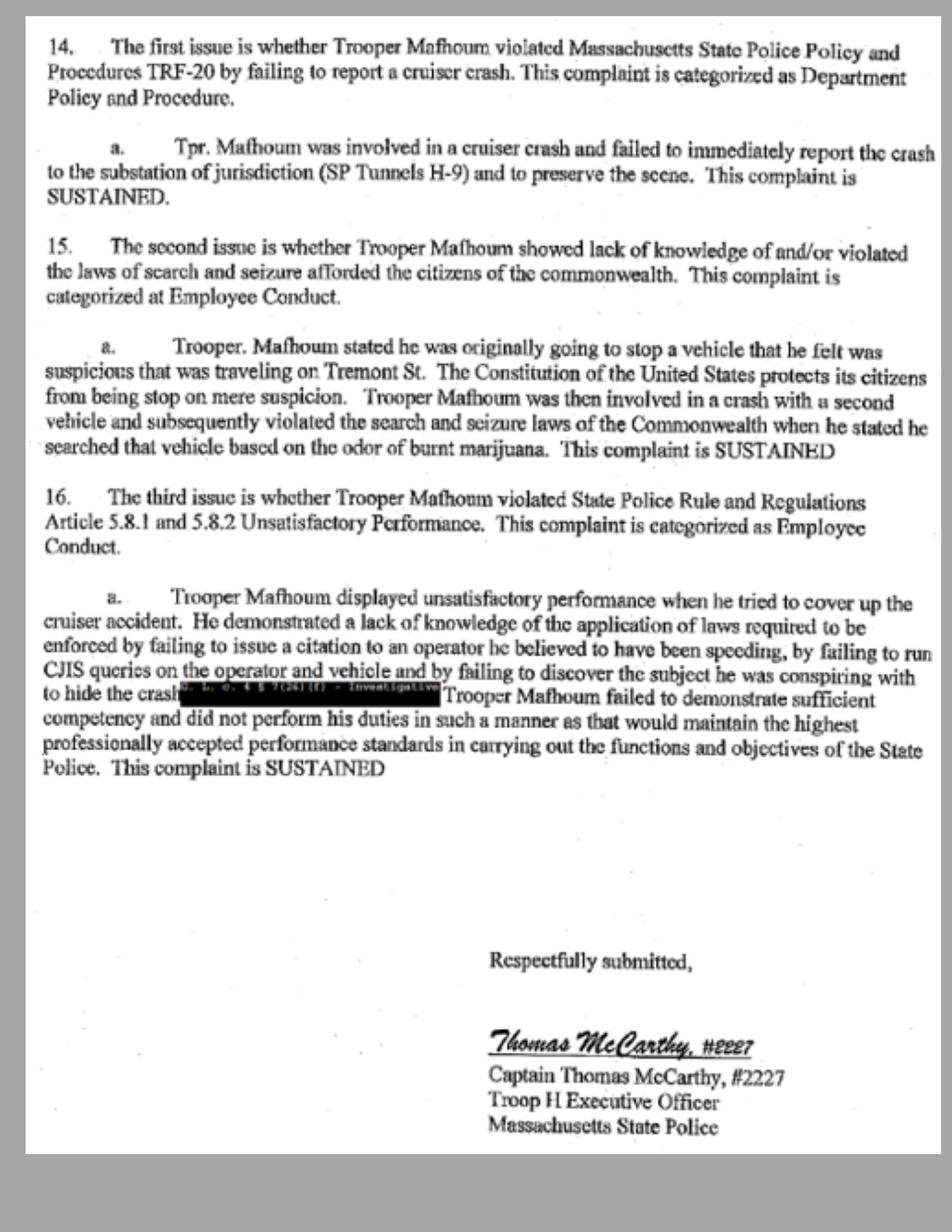 Watertown Officer Khalil Mafhoum Fired from the Massachusetts State Police