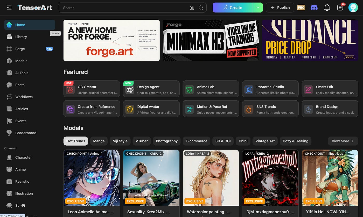Tensor.Art landing page. Image by Jim Clyde Monge