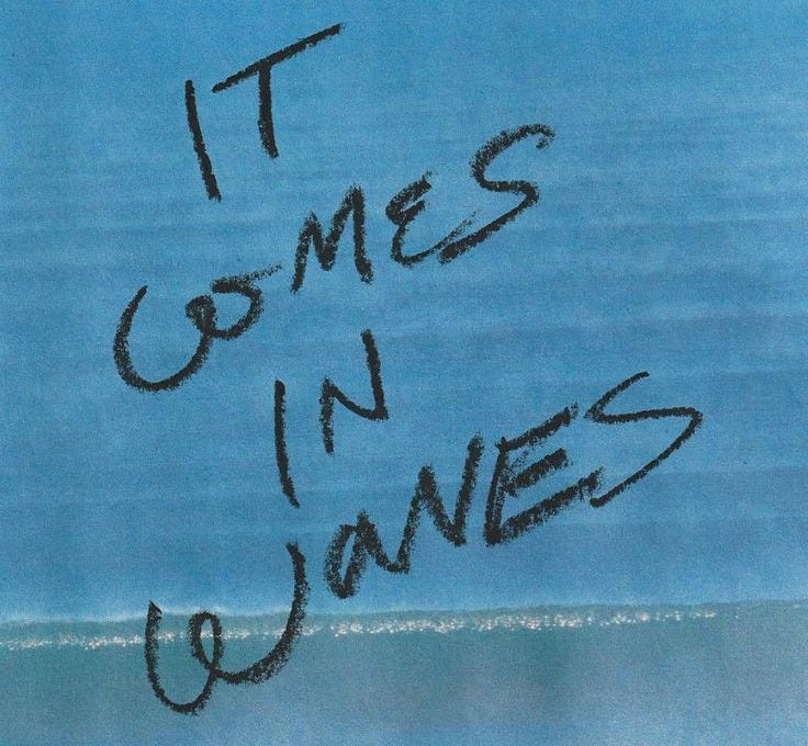This may contain: it comes in waves written on the water