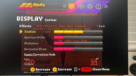 ModRetro M64 display settings