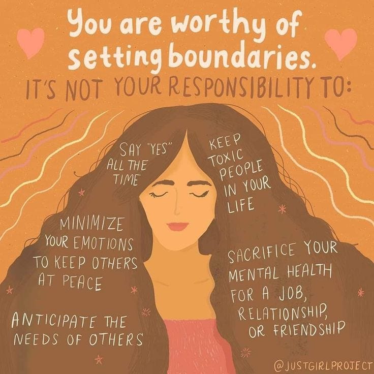 This may contain: a woman with her eyes closed and the words you are worthy of setting boundariess it's not your repositionility to