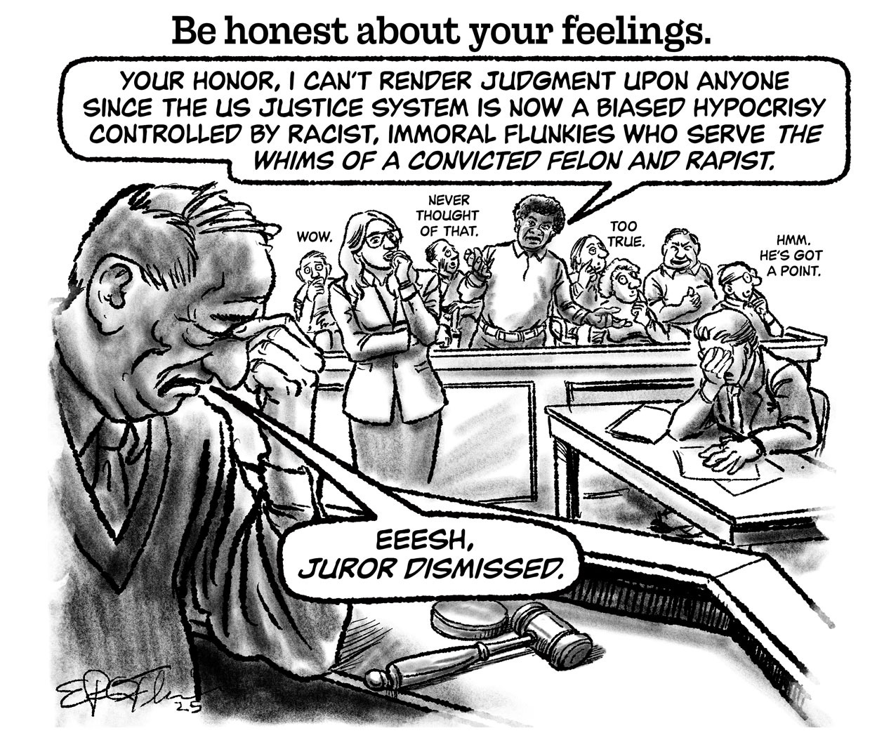 Frame 6 of Guaranteed Jury Dismissal Comic by E.R. Flynn