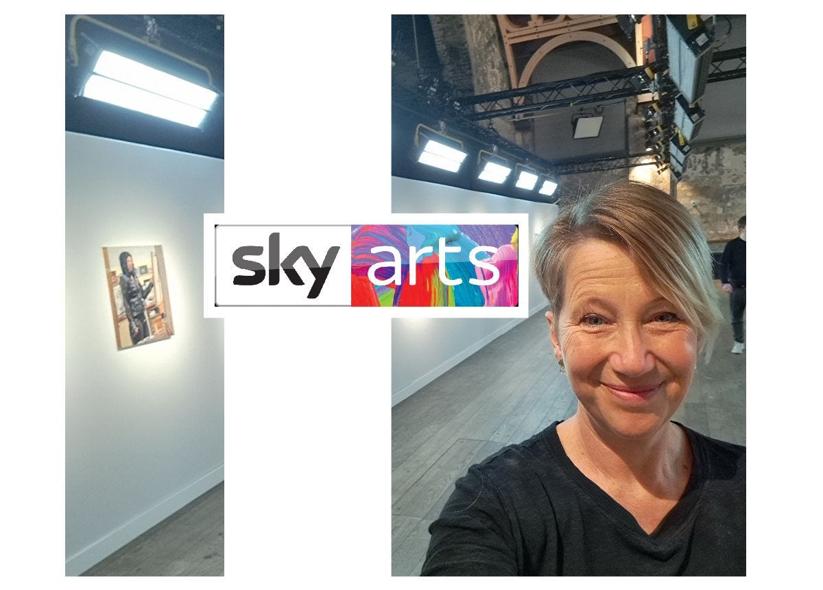 Gail in Battersea Arts Centre, on set for Portrait Artist Of The Year Gail in Battersea Arts Centre, on set for Portrait Artist Of The Year