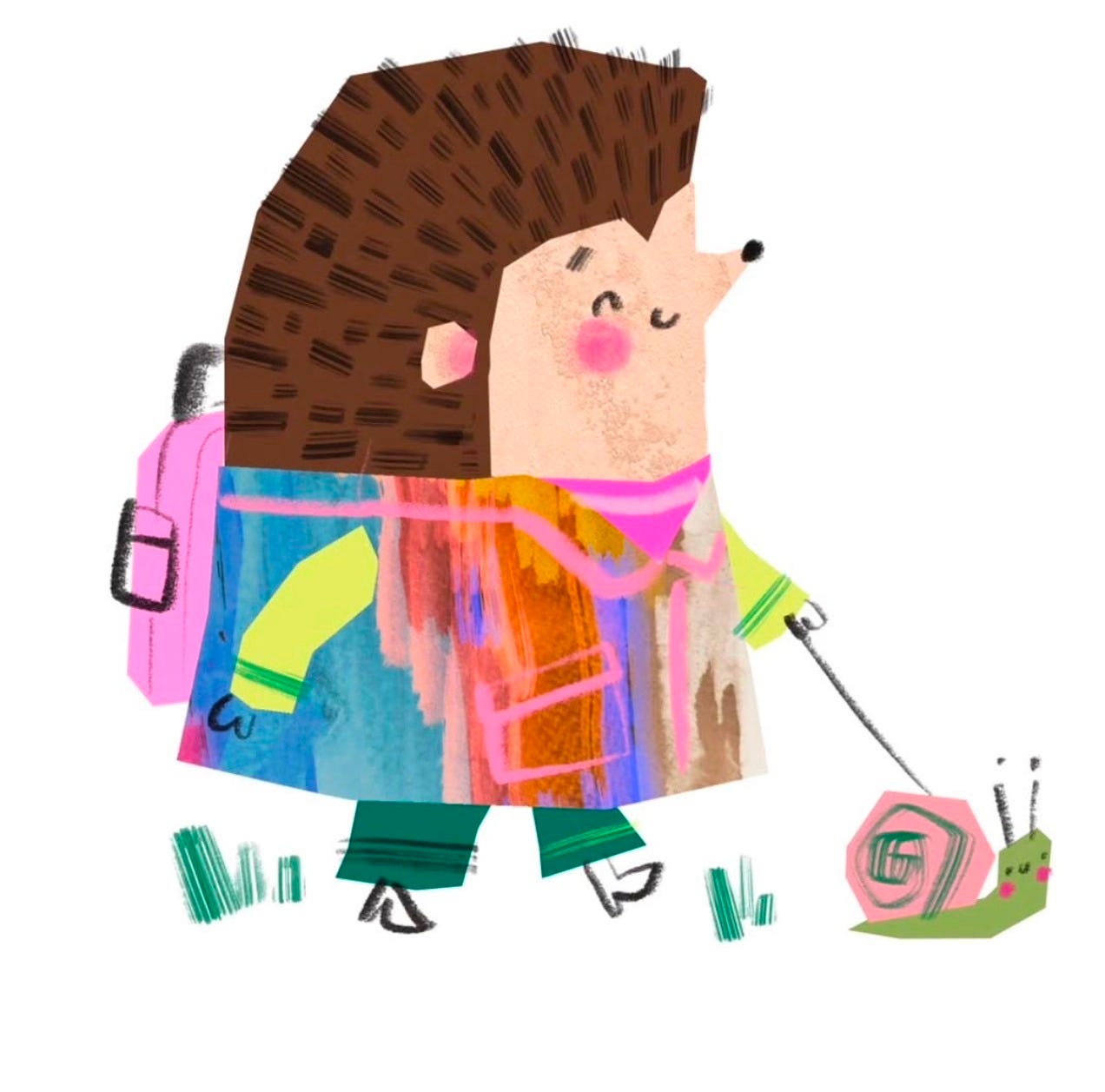hedgehog and snail illustration by Laura Silveira hedgehog and snail illustration by Laura Silveira
