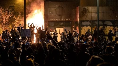minneapolis police station fire george floyd protest