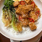 saucy peanut tofu rice bowl