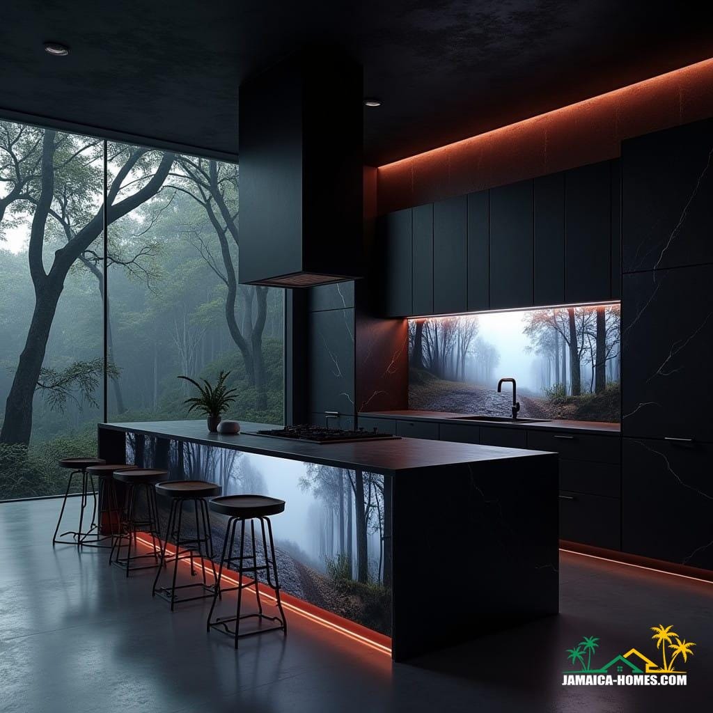 The name reflects the dark, eerie beauty of the design, invoking the imagery of a mysterious, fog-covered grove where nature and the supernatural intersect. "Shadowed" alludes to the Gothic elements, while "Grove" connects to the nature-inspired scenes displayed on the LED screens, creating a perfect balance between the living, dynamic technology and the haunting ambiance of the space.