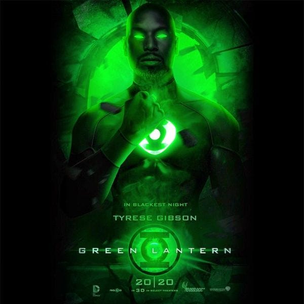 tyrese gibson greened up for lantern movie reboot 2015 tyrese gibson greened up for lantern movie reboot 2015