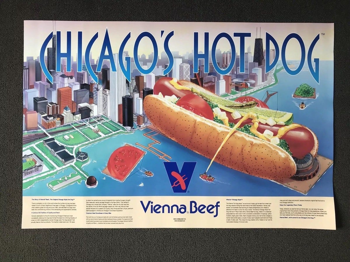 NEW Classic Vienna Beef Chicago Style Hot Dog Vienna Beef Navy Pier Poster  Sign | eBay