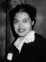 Rosa Parks in a black-and-white photograph in 1955, as a younger woman Rosa Parks in a black-and-white photograph in 1955, as a younger woman