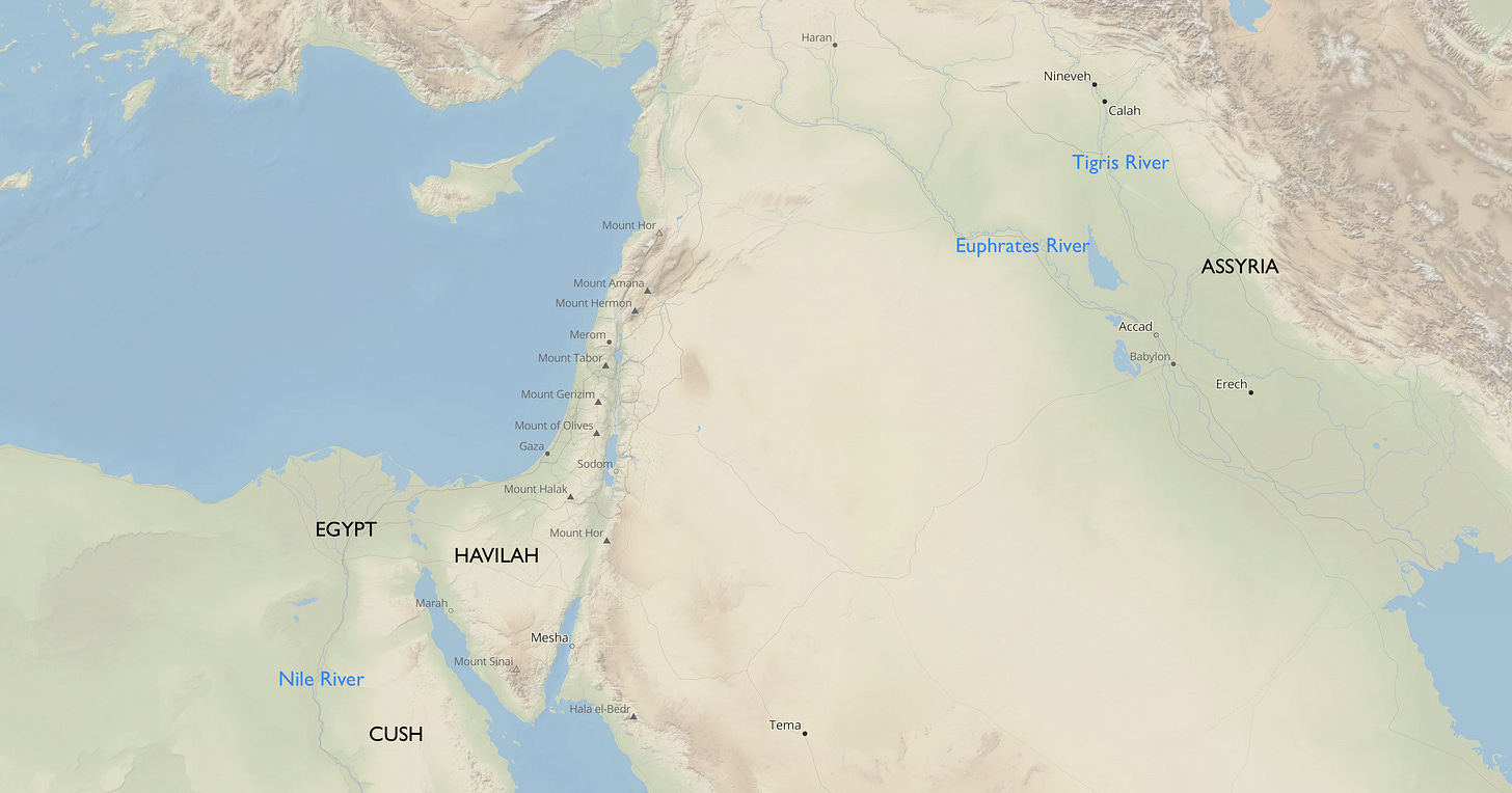 An atlas map of the ancient world pre-patriarchal period