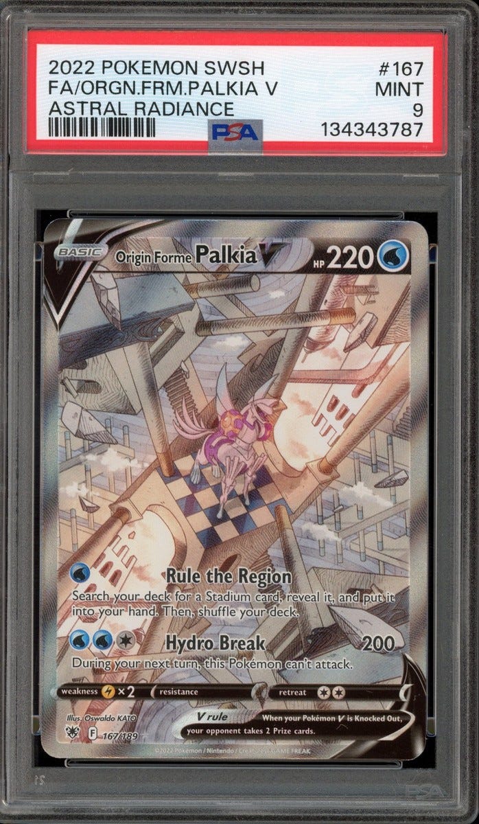 Pokemon Origin Forme Palkia V Astral Radiance Full Alt Art #167 PSA 9 Mint Pokemon Origin Forme Palkia V Astral Radiance Full Alt Art #167 PSA 9 Mint