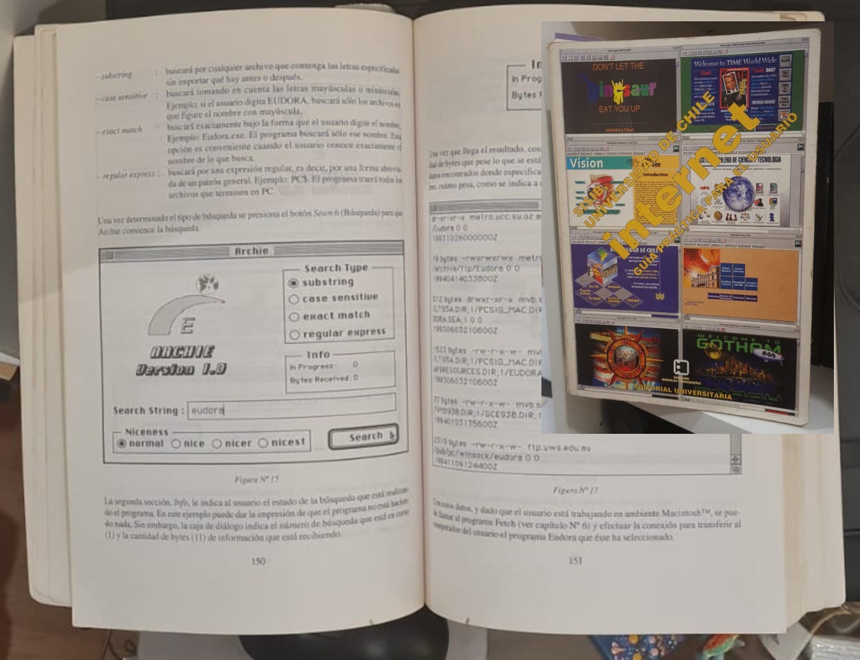 La imagen muestra el contenido y la tapa del libro de 1996