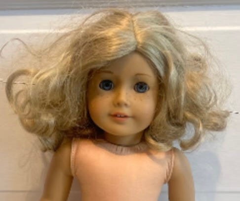 Pictures of two dolls in disrepair and then mended.