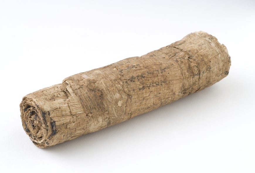 Roll of papyrus, Greco-Roman Period (1st - 3rd centuries CE) Roll of papyrus, Greco-Roman Period (1st - 3rd centuries CE)