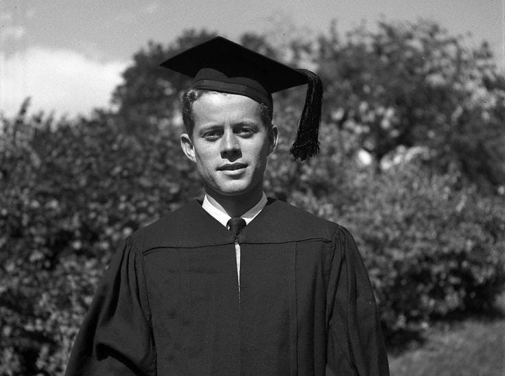 John F. Kennedy is seen during his graduation from Harvard in 1940 ... John F. Kennedy is seen during his graduation from Harvard in 1940 ...