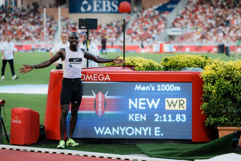 Kenyan runner Emmanuel Wanyonyi broke the men's 1,000 metres world record