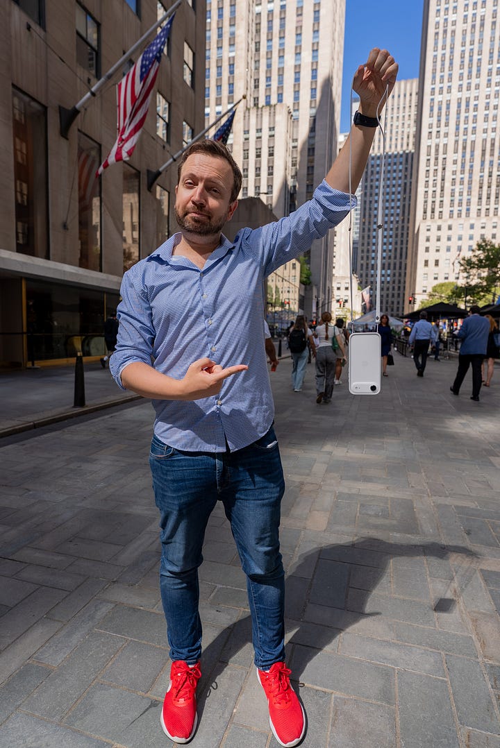 iPhone crossbody strap on tech reviewer Matt Swider