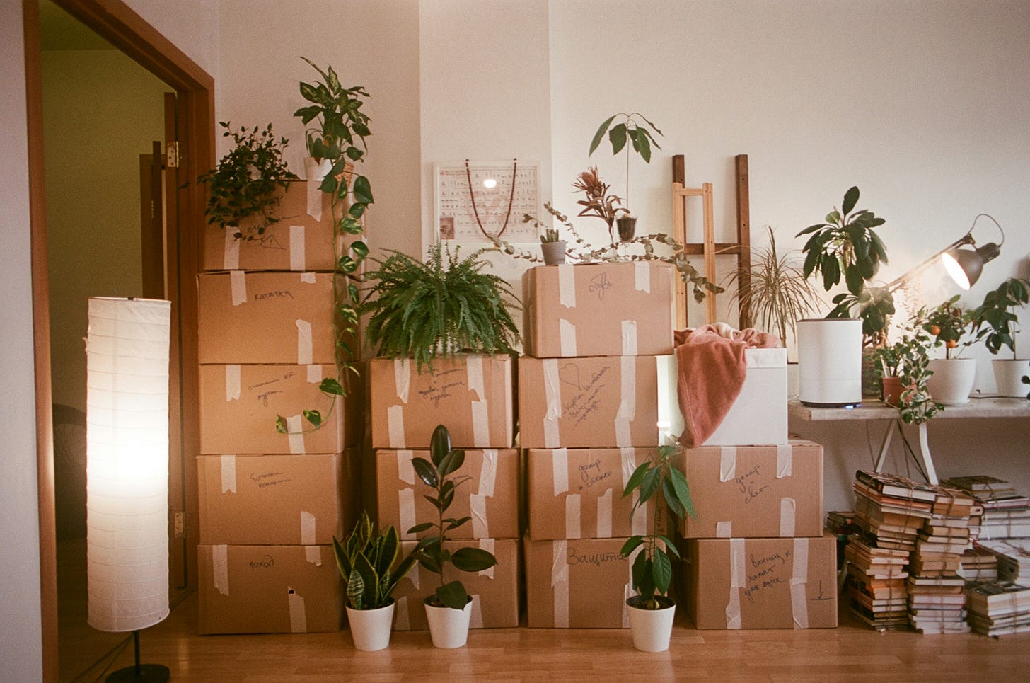 Boxes piled
