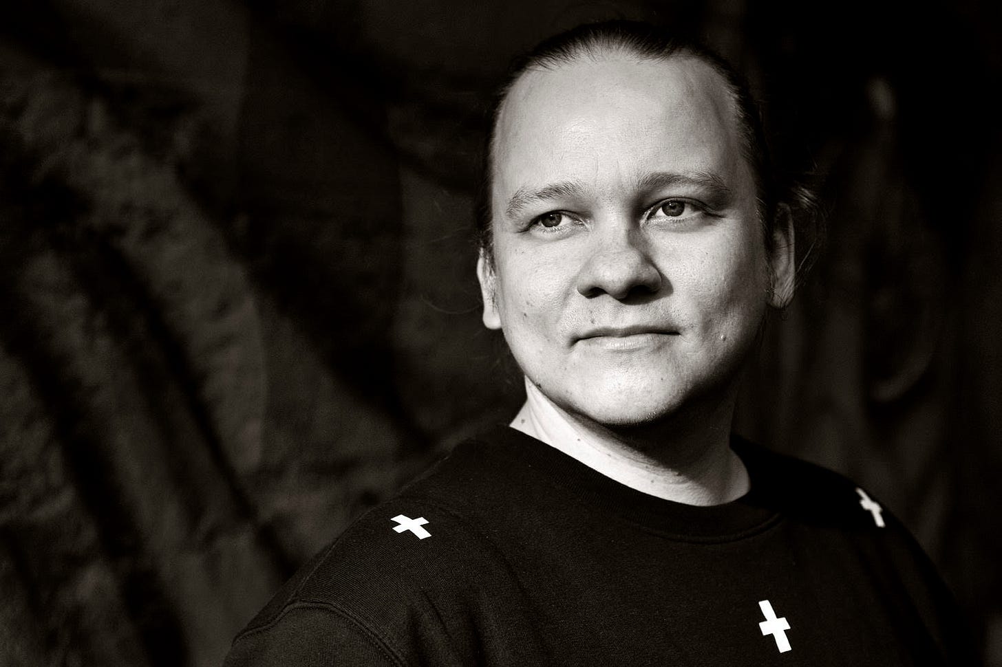 A black and white image of Antti A black and white image of Antti