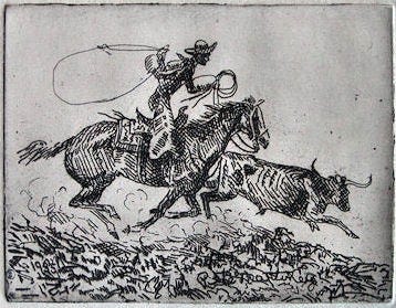'Leaving the Herd,' an etching by Pete Martinez 'Leaving the Herd,' an etching by Pete Martinez