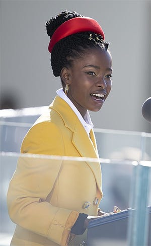 Amanda Gorman image by Chairman of the Joint Chiefs of Staff from Washington D.C, United States, CC BY 2.0 <https://creativecommons.org/licenses/by/2.0>, via Wikimedia Commons Amanda Gorman image by Chairman of the Joint Chiefs of Staff from Washington D.C, United States, CC BY 2.0 <https://creativecommons.org/licenses/by/2.0>, via Wikimedia Commons