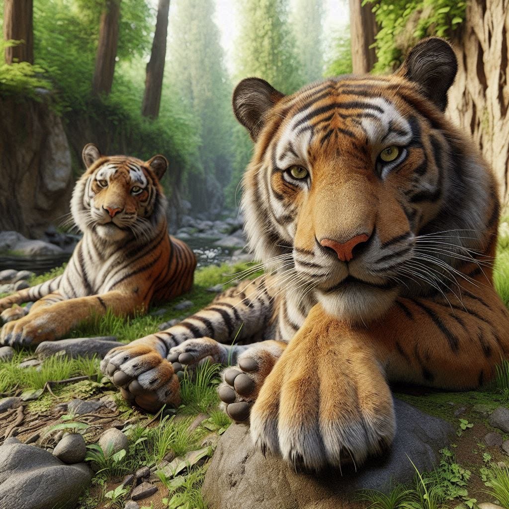 tigers taking timeouts photorealistic