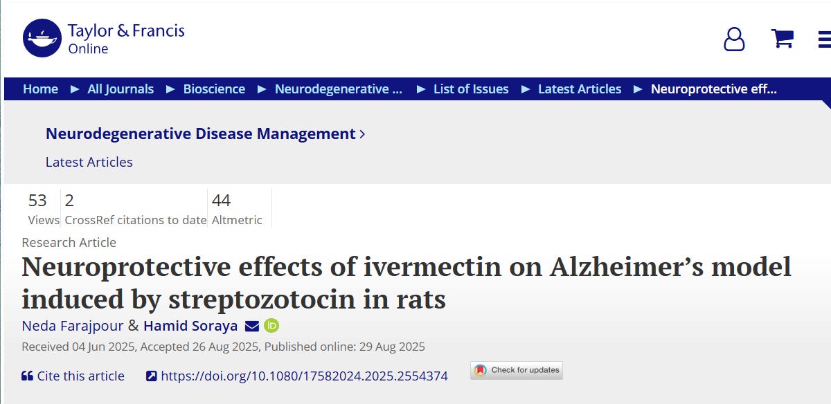 RESEARCH - Ivermectin in Alzheimer's Disease - 2025 Iranian paper on rats