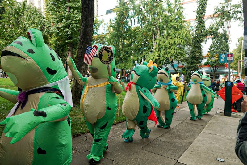 Frog March Against President Trump Draws Tens of Thousands to Downtown  Portland