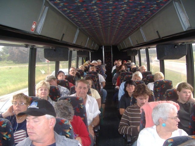 As you can tell by this shot I took on the way, the bus was pretty full of people. We had one empty seat on my bus so AFP's effort was certainly a success. As you can tell by this shot I took on the way, the bus was pretty full of people. We had one empty seat on my bus so AFP's effort was certainly a success.