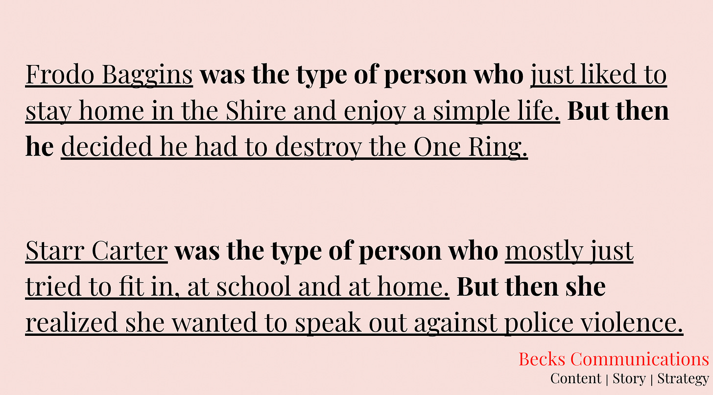A few examples from LOTR and The Hate U Give.