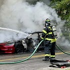 Flames Consume Tesla in Front of MDI Fire Station