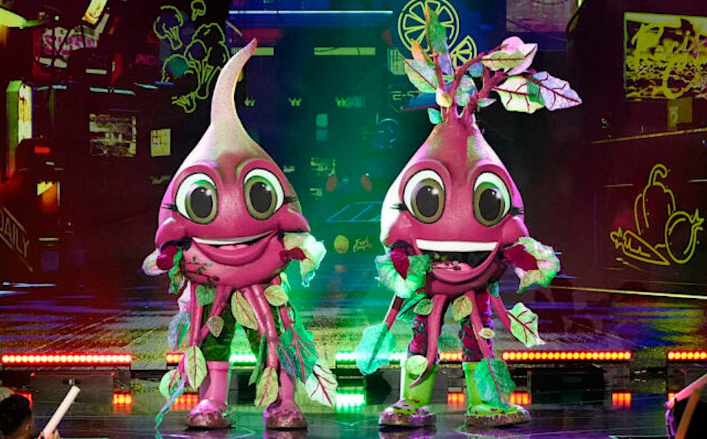The Masked Singer One of the Beets is better known as the Velvet Teddy Bear, while this week's other eliminee, the Seal, has played a Teenage Mutant Ninja Turtle.