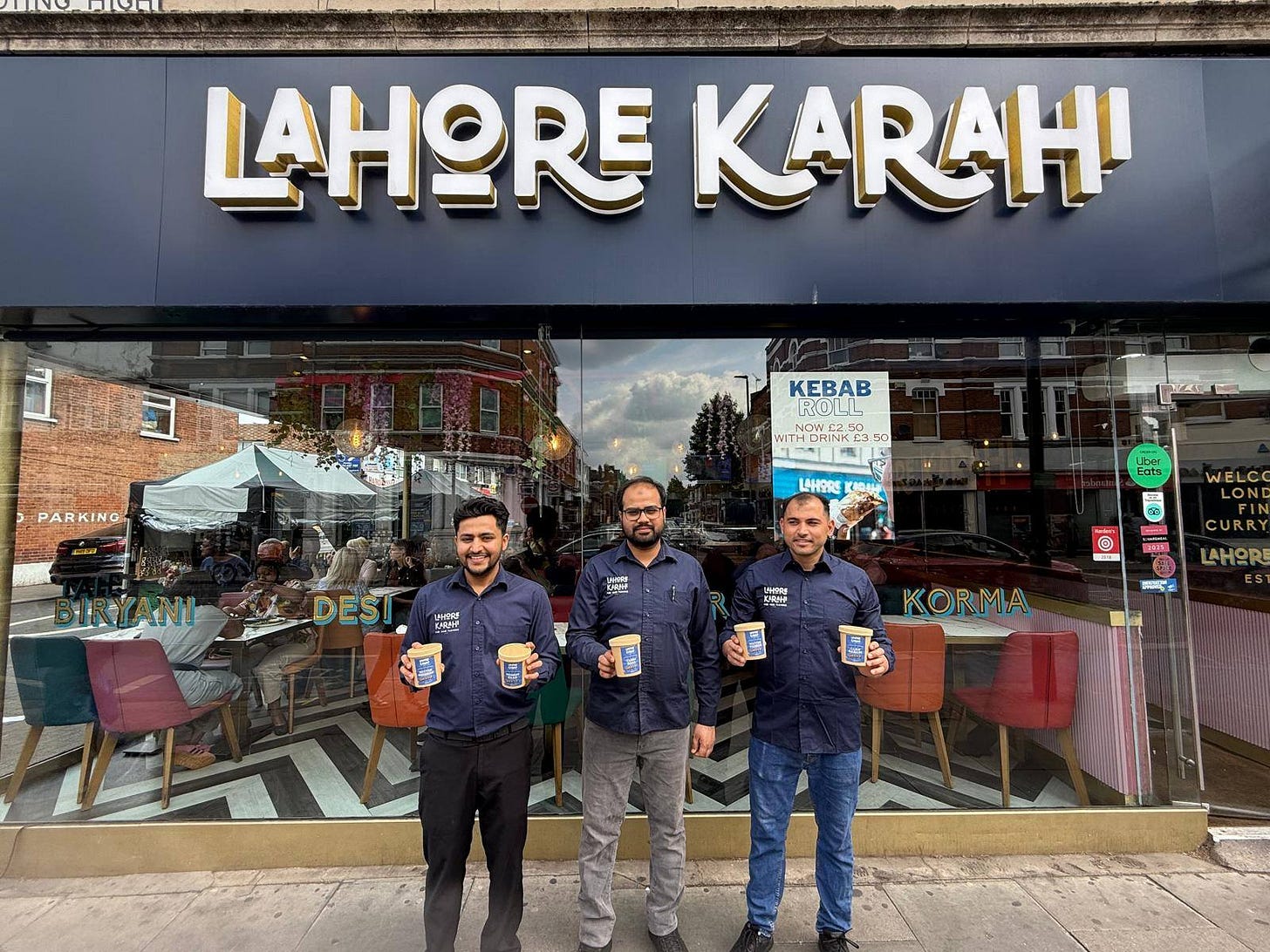 May be an image of 3 people and text that says "LAHORE KARAH! PARKING KEBAB ROLL NOTINKE NOWE2 RINK KES 50 E3 S0 AHФPE COUH Eats HeaRs DEST ប KRIH WELO LH9Rg XPфam 청쓰 ® 20 ZRIN CURR WNI LAHOR KORMA"