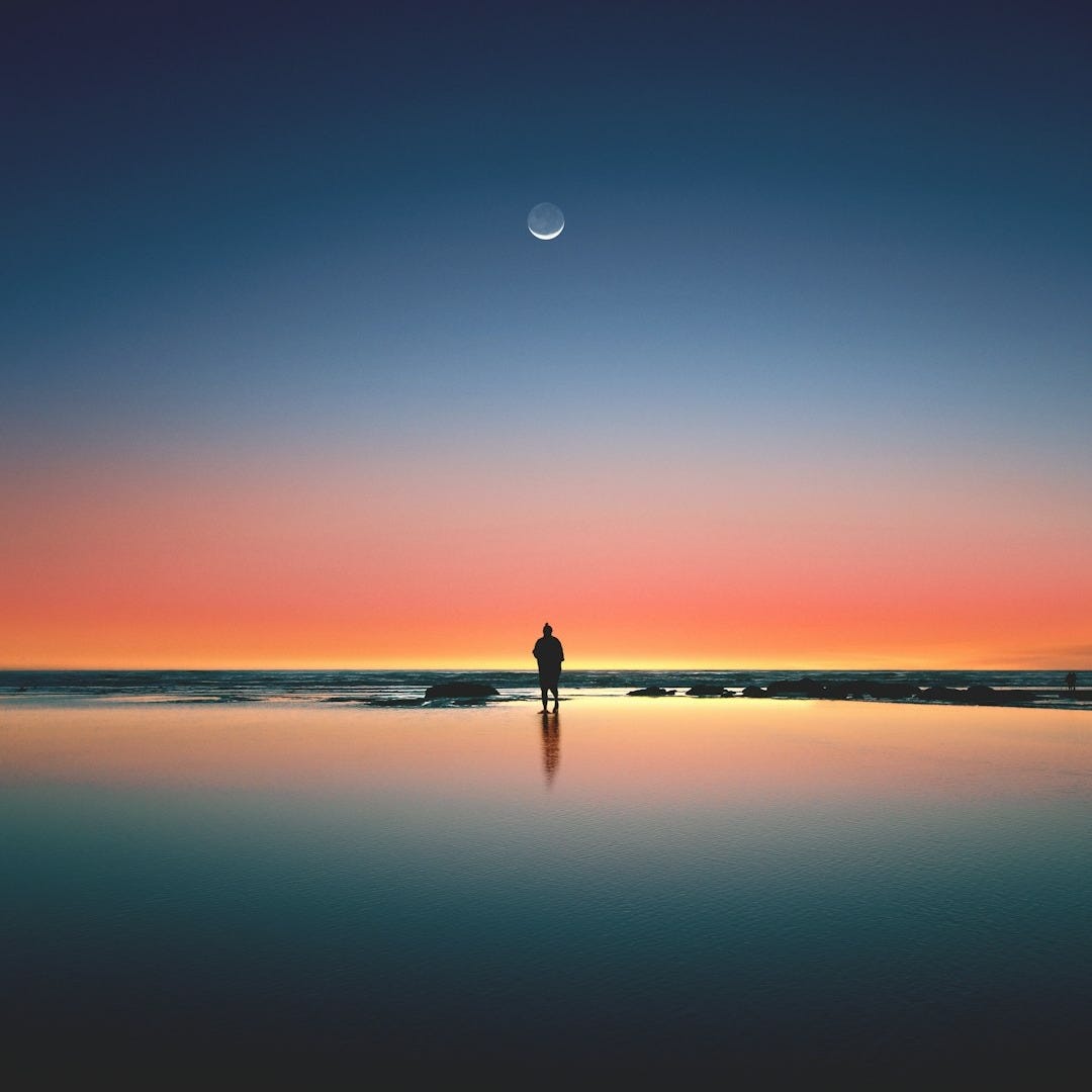 silhouette of man standing on seashore silhouette of man standing on seashore