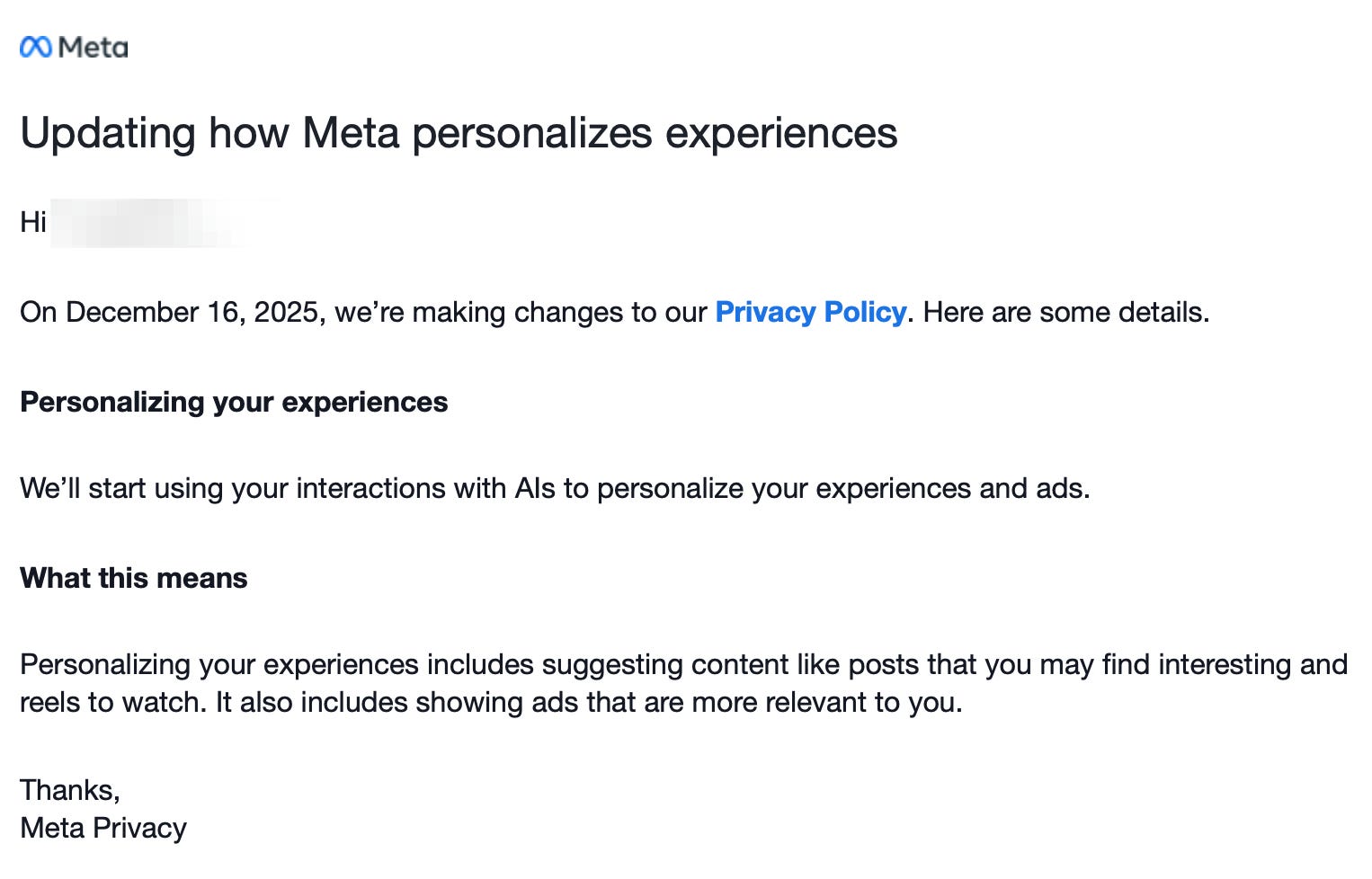 Another Reason to Avoid Meta: Targeted Ads Based on Your Private Prompts